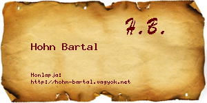 Hohn Bartal névjegykártya